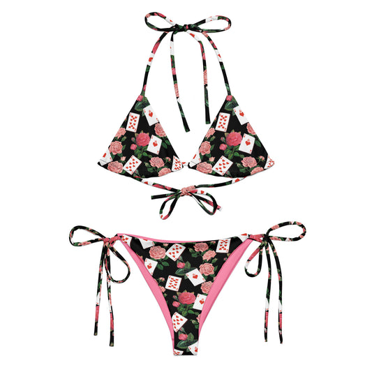 Queen of Coeurs et Fleurs All-over print recycled string bikini