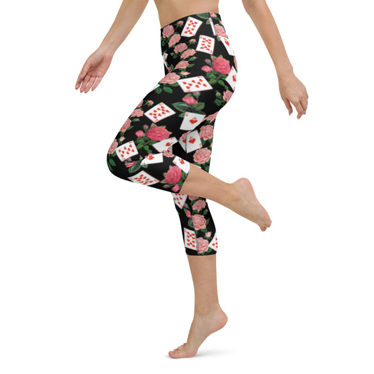 Queen of Coeurs et Fleurs Yoga Capri Leggings